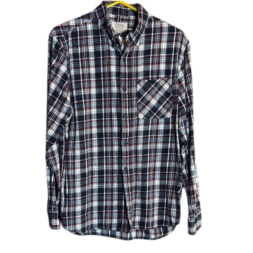 Boston Traders 100% Cotton Flannel Checkered Button Up Casual Shirt